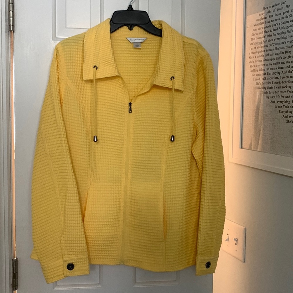 Yellow Christopher & Banks waffle jacket
